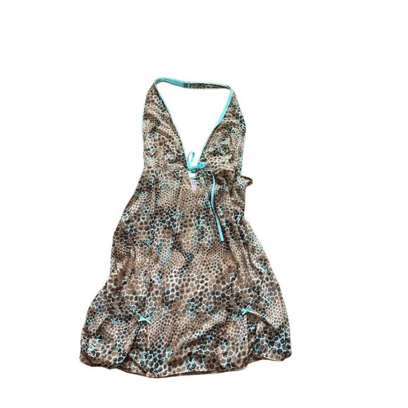 Victoria’s Secret Sheer Animal Print Halter Babydoll – Size L - Picture 1 of 5